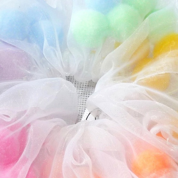 🎀 $9 - invisibobble invisi bobble rainbow Sprunchie Hair Tie Scrunchie w/poms - Picture 4 of 16